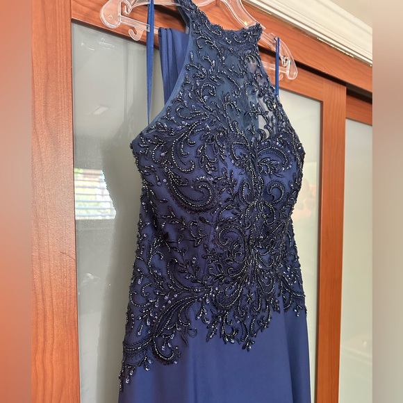 Navy Blue MGNY Full-Length Dress - Picture 4 of 10